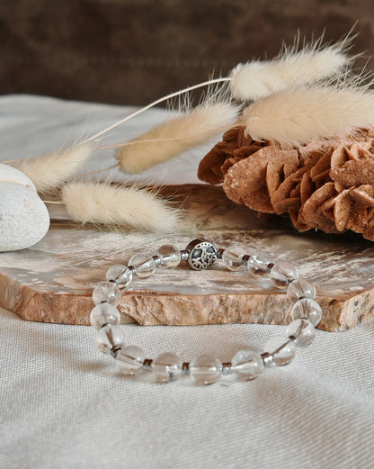 Bracelet cristal sur support en roche blanche